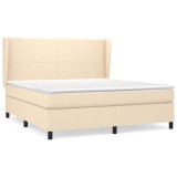 Cumpara ieftin Pat continental cu saltea, crem, 180x200 cm, textil