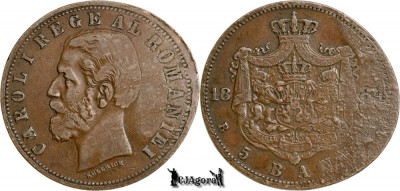 1884 B, 5 Bani - Carol I - Regatul Rom&amp;acirc;niei | KM 19 | foto