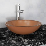 Gossi chiuveta din sticla securizata, 42 cm, maro