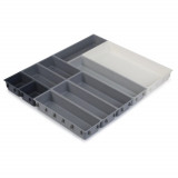 Set Organizator Tacamuri, Configurabil, pentru Sertar, 10 Piese, 52x43.5x5 cm, Gri/Alb