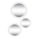 Set 3 oglinzi perete rama plastic alb 17,5 cm, 22,5 cm, 28 cm