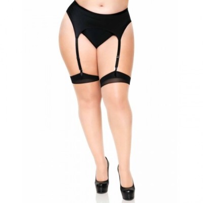 LEG AVENUE - PLUS LYCRA SHEER 2 TONE THIGH HIGH WITH BACKSEAM AND CUBAN HEEL foto