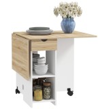 HOMCOM Masa de dining pliabilă masă de bucătărie extensibilă pentru 2 p&acirc;nă la 4 persoane 2 aripi 120 x 72 x 75 cm stejar | Aosom Romania