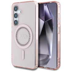 Husa pentru samsung galaxy s25 - guess iml rhinestones magsafe - pink foto