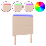 Cumpara ieftin Tablie de pat cu LED cappuccino 80x5x118/128cm, piele ecologica