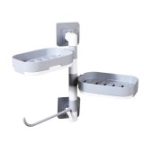 Raft rotativ multifunctional, pentru baie, din plastic rezistent, usor de montat, alb/gri