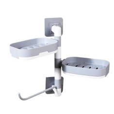 Raft rotativ multifunctional, pentru baie, din plastic rezistent, usor de montat, alb/gri