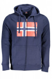 Cumpara ieftin Hanorac barbati cu fermoar si imprimeu cu logo bleumarin, M, Norway