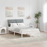 vidaXL Cadru de pat cu tăblie tapițată cu headboard Alb 120 x 190 cm 878838