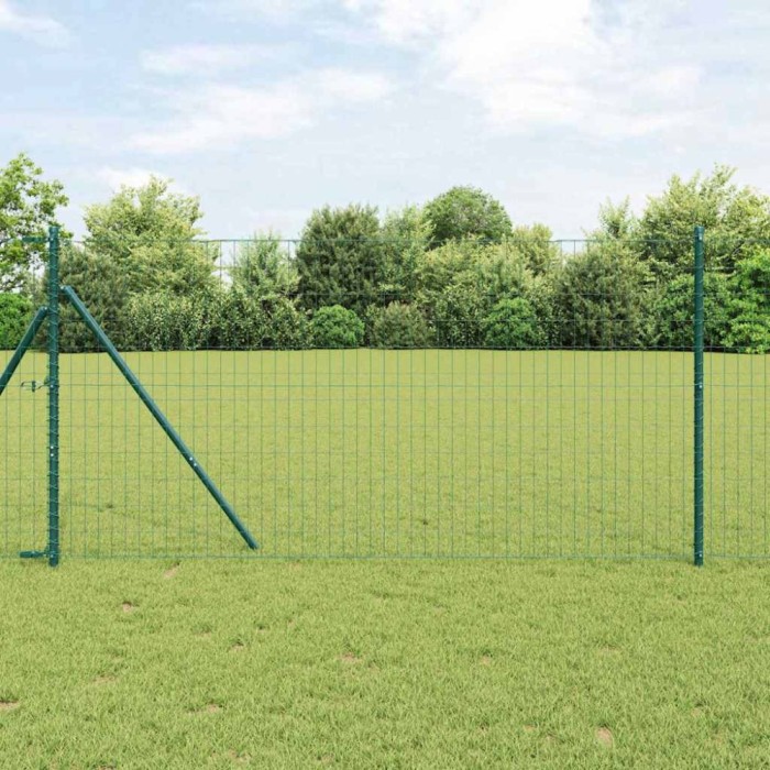 vidaXL &Icirc;ngrădire cu st&acirc;lpi Verde 1.4 x 10 m Oțel