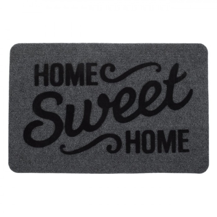Covoraș Ușă, Model &quot;Home Sweet Home&quot;, Gri, 60x40cm, Antiderapant Granulat