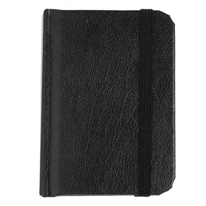Carnet Notițe A7, 100 File, Copertă Dura, Negru, Bandă Elastică