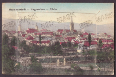 3405 - SIBIU, Panorama Leporello - old postcard + 10 mini photocards - used 1916 foto