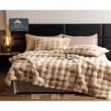 Cumpara ieftin Lenjerie Cocolino Cu Blanita de Iepure Pentru Pat Dublu, 6 piese, Bej Pestrit - JO948