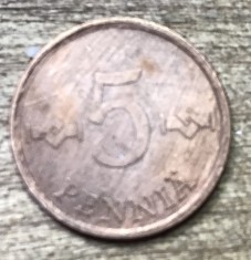MNDSTR053 Finlanda (curatata) 5 Pennia 1976