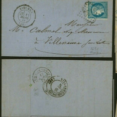 France 1873 Postal History Rare Old Cover + Content Bieumes to Villeneuve DB.514