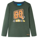 Tricou copii m&acirc;neci lungi, verde &icirc;nchis, 128