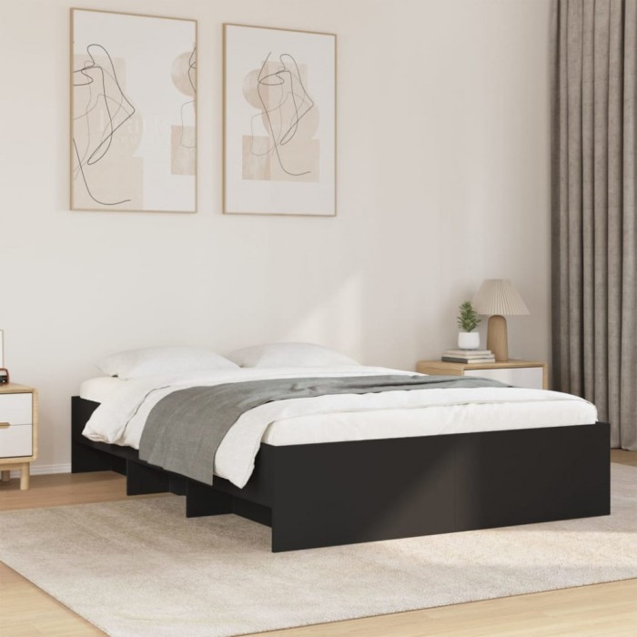 vidaXL Cadru de pat, negru, 140x200 cm, lemn prelucrat 3295654