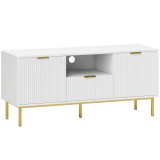 HOMCOM Comodă TV, mobilier TV pentru 127 cm cu 2 uși cu &icirc;nchidere silențioasă, sertar și compartiment deschis, 120x39x54cm, alb | Aosom Romania