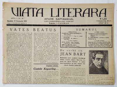 VIATA LITERARA , SAPTAMANAL , ANUL I, NR. 38 , 19 FEBRUARIE , 1927 foto