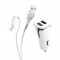 Incarcator Auto Hoco Z31 Universal, 2xUSB, Cablu MicroUSB inclus, QuickCharge 3.0, Alb