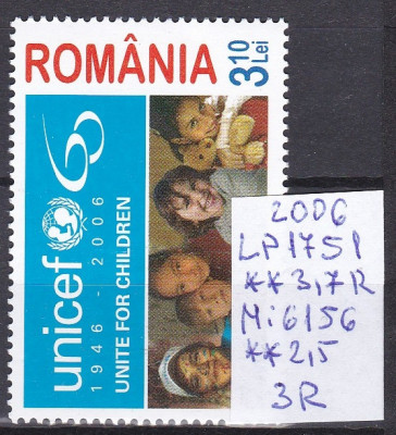 2006 UNICEF 60 ani LP1751 MNH Pret 3+1Lei foto