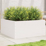 VidaXL Jardinieră de grădină, alb, 100x100x46 cm, lemn masiv de pin