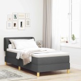 VidaXL Pat cu arcuri și saltea crem 90x200 cm Gri &icirc;nchis 90 x 190 cm