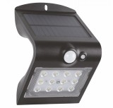 Lampa solara LED BUTTERFLY 1.5W 220lm 4000K neagra de perete IP65 detectare 90 la maxim 6 metri