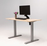 Birou reglaj electric SmartAdjust, cadru gri, inaltime 71-121cm, controler sus/jos, blat crem 140x70 cm, nou, Dab4Office