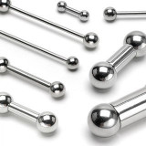 Piercing din oţel inoxidabil, barbell, suprafaţă lucioasă, netedă - Dimensiune: 1,2 mm x 10 mm x 4 mm