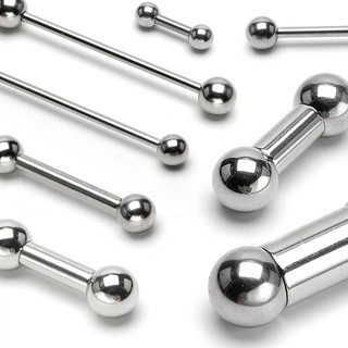 Piercing din oţel inoxidabil, barbell, suprafaţă lucioasă, netedă - Dimensiune: 1,2 mm x 10 mm x 4 mm foto