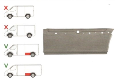 Segment reparatie aripa spate Mercedes Sprinter 2006-, VW Crafter 2005- L=4300, 4700 Partea Stanga, Spate, in fata rotii ,lungime 1075mm inaltime 385 foto