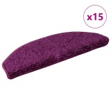 vidaXL Covorașe scări, 15 buc., 65x21x4 cm, violet, semirotunde, mari 133905