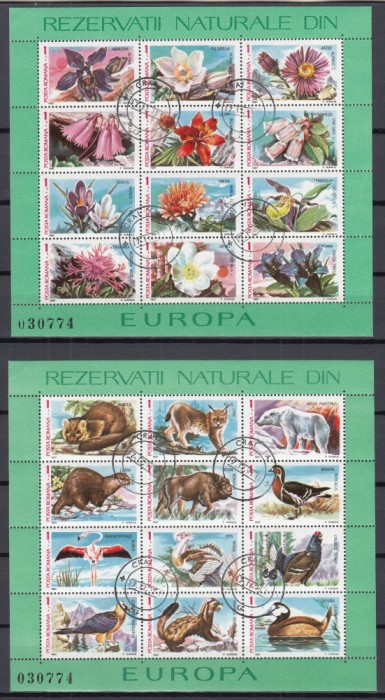 ROMANIA 1987 LP 1187 REZERVATII NATURALE DIN EUROPA BLOCURI STAMPILATE