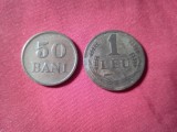 2 Monede 50 Bani si 1 leu 1947 , bronz , cal. F.Buna
