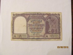 CY - 10 rupees rupii 1957 India / mai rara