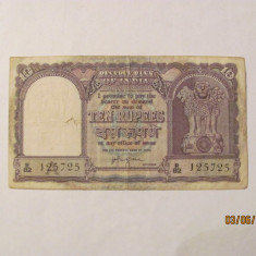 CY - 10 rupees rupii 1957 India / mai rara