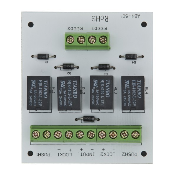 Modul electronic pentru doua usi cu incuietori tip fail-safe cu