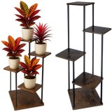 Suport flori, 5 rafturi depozitare, sarcina maxima 75 kg, MDF, metal, stil industrial