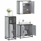 VidaXL Set mobilier de baie, 3 piese, gri sonoma, lemn prelucrat