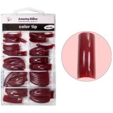 Cumpara ieftin Tipsuri colorate unghii - bordo original, 100buc, nr.1 - 10, AMAZING SHINE