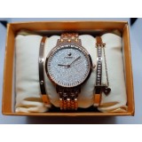 Set ceas de dama Zonfei auriu rose cu doua bratari