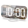 Ceas digital cu LED, eMazing, multifunctional, afisaj digital, alarma, 2 porturi USB de iesire, ecran tip oglinda, modern, 15.8 cm, alb