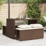 Gossi set mobilier de gradina cu perne, 3 piese, maro, poliratan