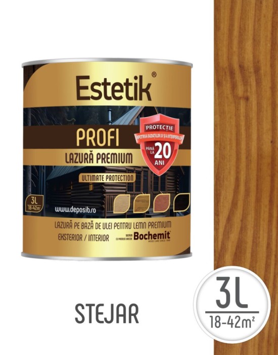 Lazura lemn Estetik Profi 3l stejar &ndash; protectie avansata UV