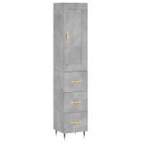 Cumpara ieftin Dulap inalt, gri beton, 34,5x34x180 cm, lemn prelucrat
