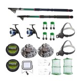 Set complet de pescuit cu lansete eastshark de 2,4m si 3,6m doua mulinete si accesorii pentru pescuit