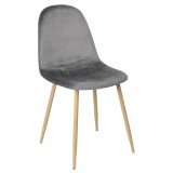 Scaun bucatarie / living fix Charlton, tapitat, otel + catifea, gri inchis + lemn