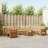 vidaXL Seturi de canapele 11 pcs Natural și Bej Lemn Solid de Acacia 3375608